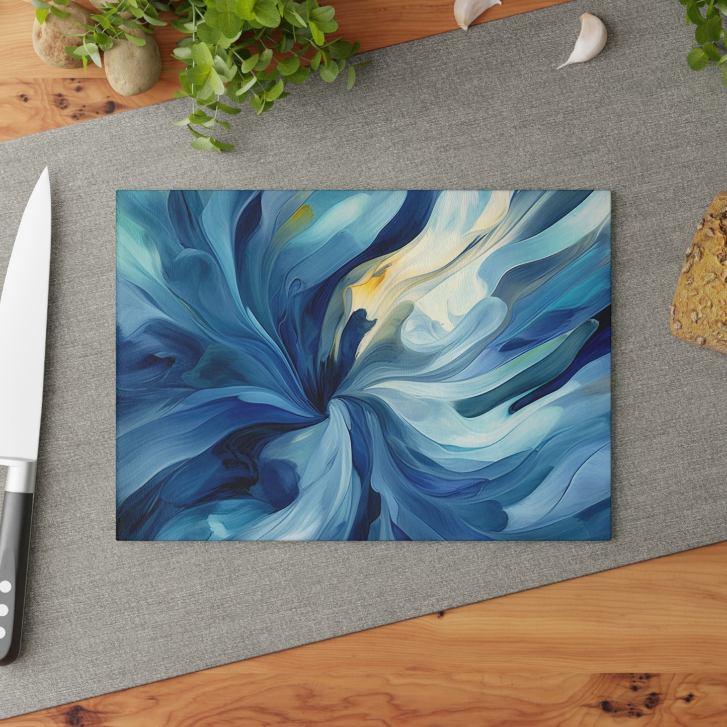 Glass Cutting Board Blue Tluip Abstract 4