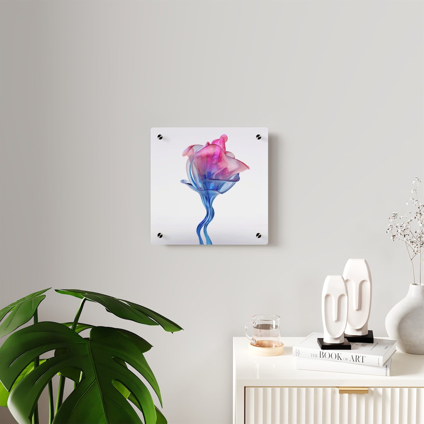 Acrylic Wall Art Panels Pink & Blue Tulip Rose 4