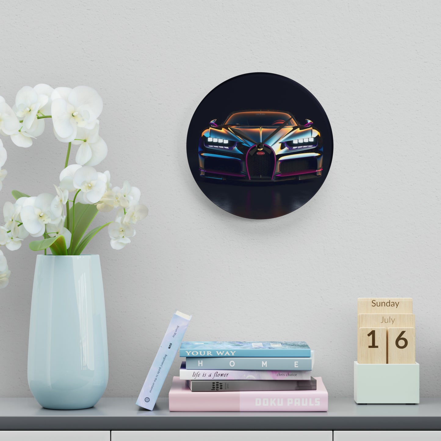 Acrylic Wall Clock Hyper Bugatti Chiron 1