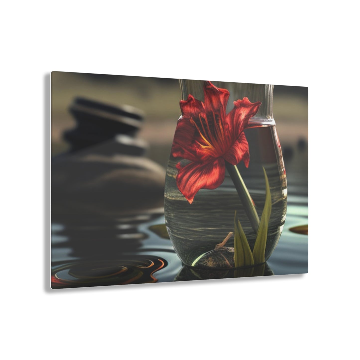 Acrylic Prints Red Lily in a Glass vase 4