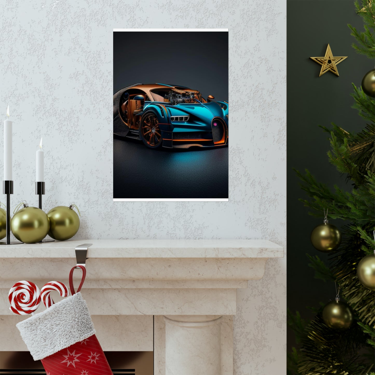 Premium Matte Vertical Posters Bugatti Blue 4