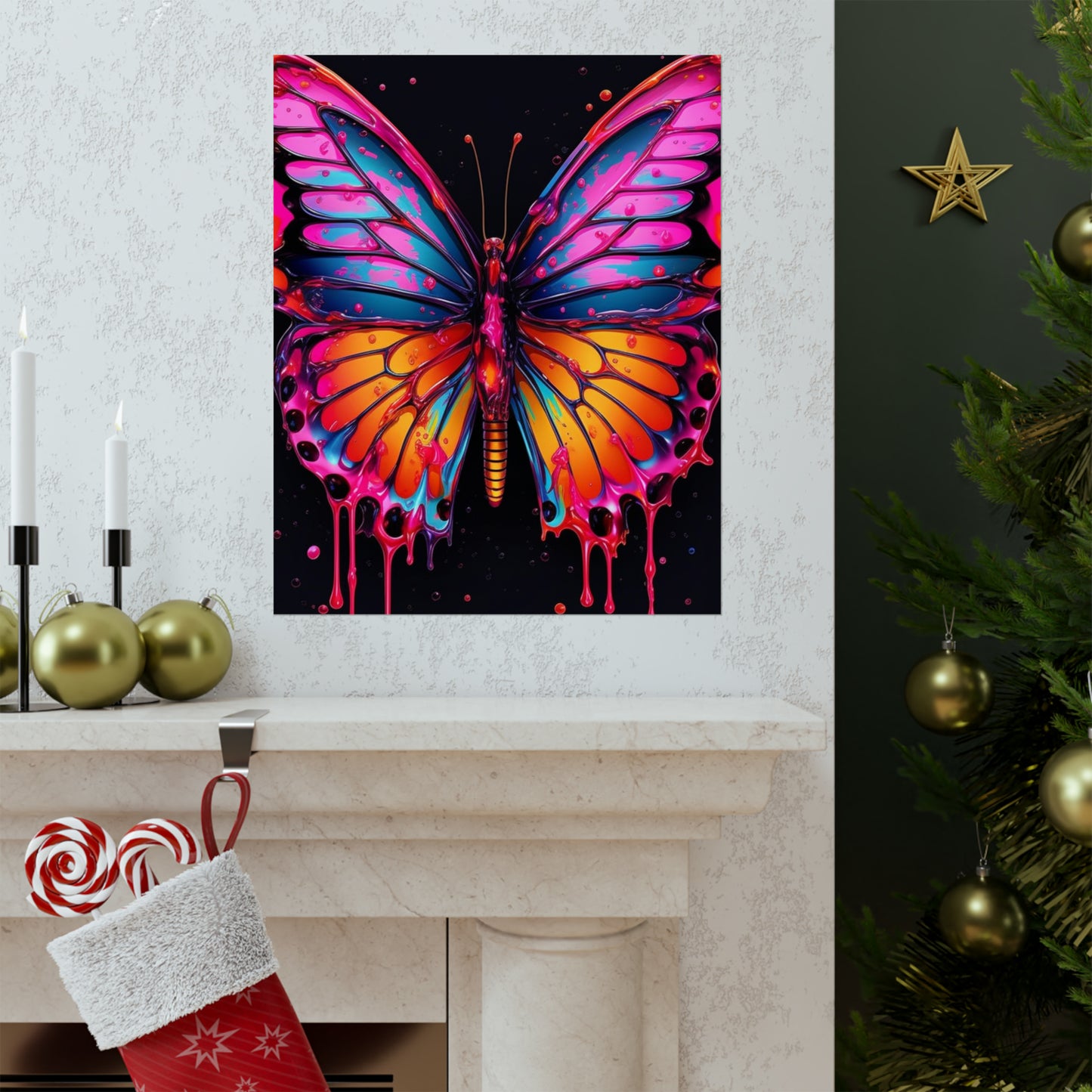 Premium Matte Vertical Posters Pink Butterfly Flair 1