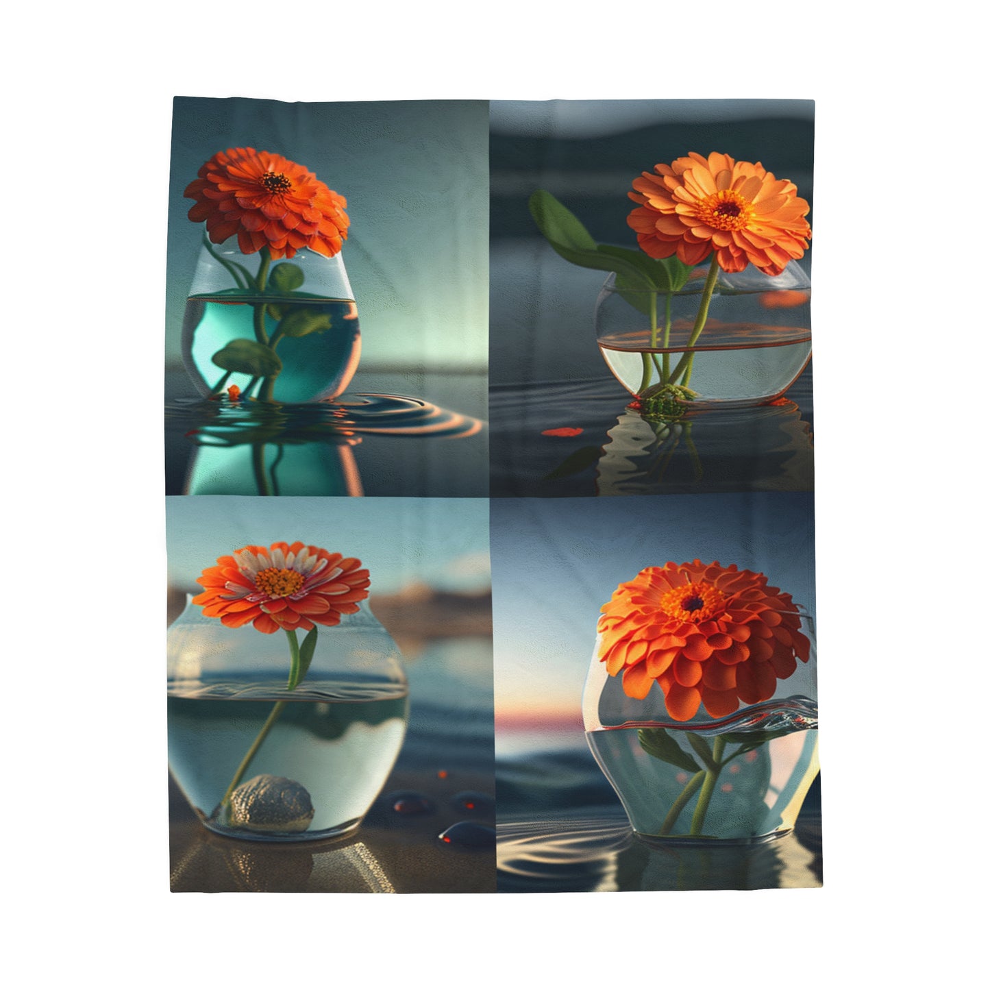 Velveteen Plush Blanket Orange Zinnia 5