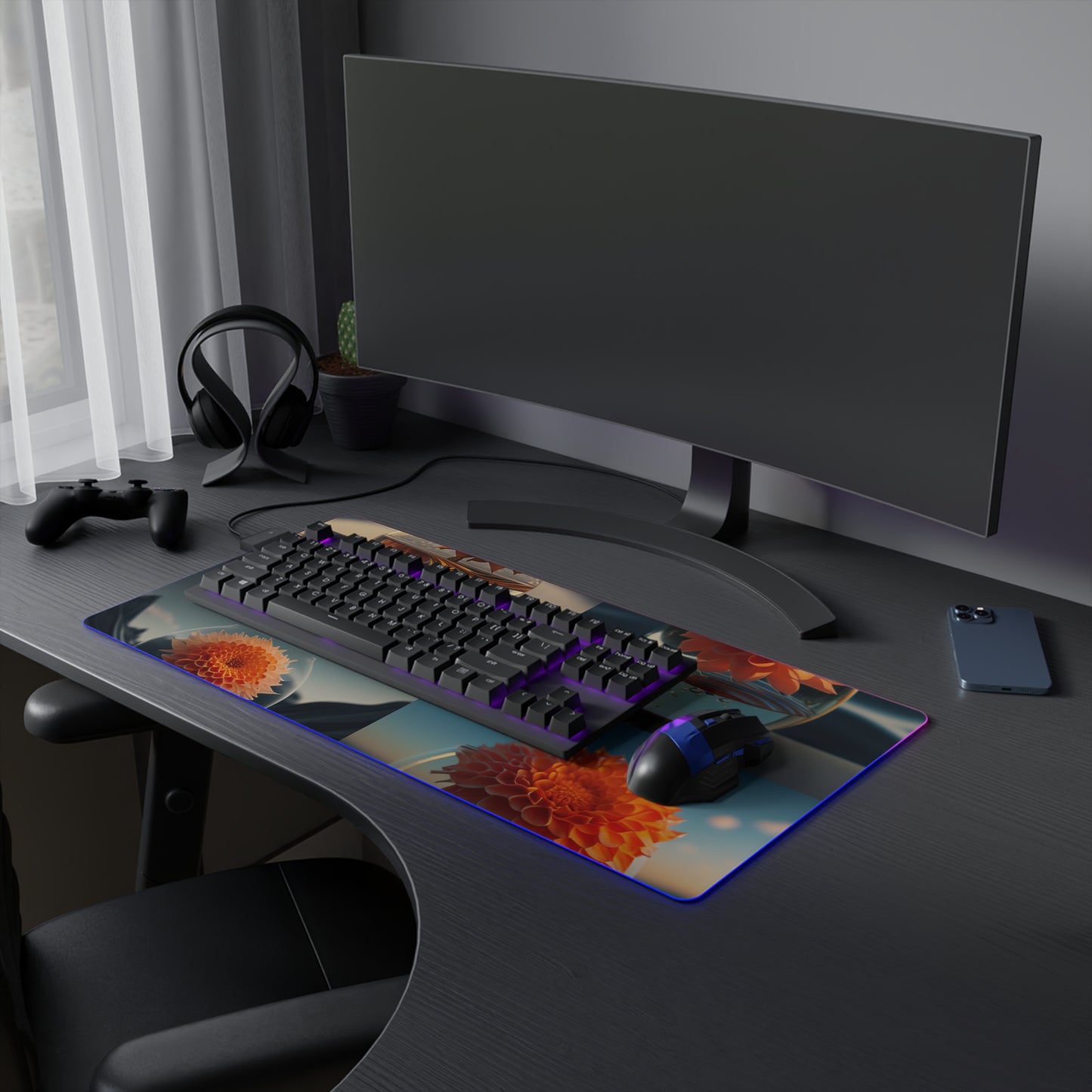 LED Gaming Mouse Pad Dahlia Orange 5