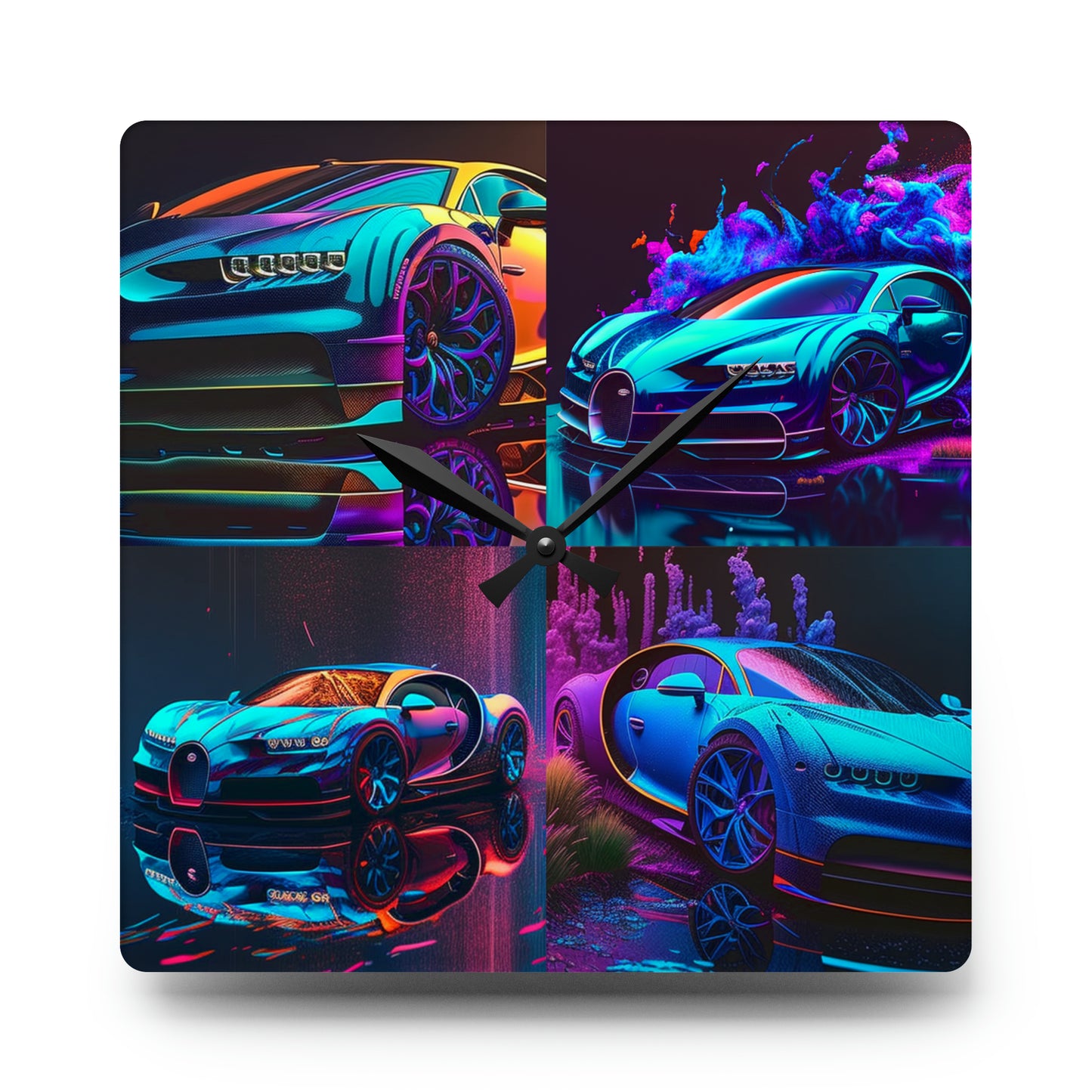 Acrylic Wall Clock Bugatti Neon Chiron 5