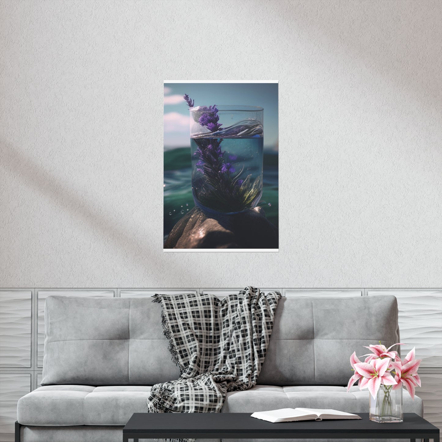 Premium Matte Vertical Posters Lavender in a vase 2