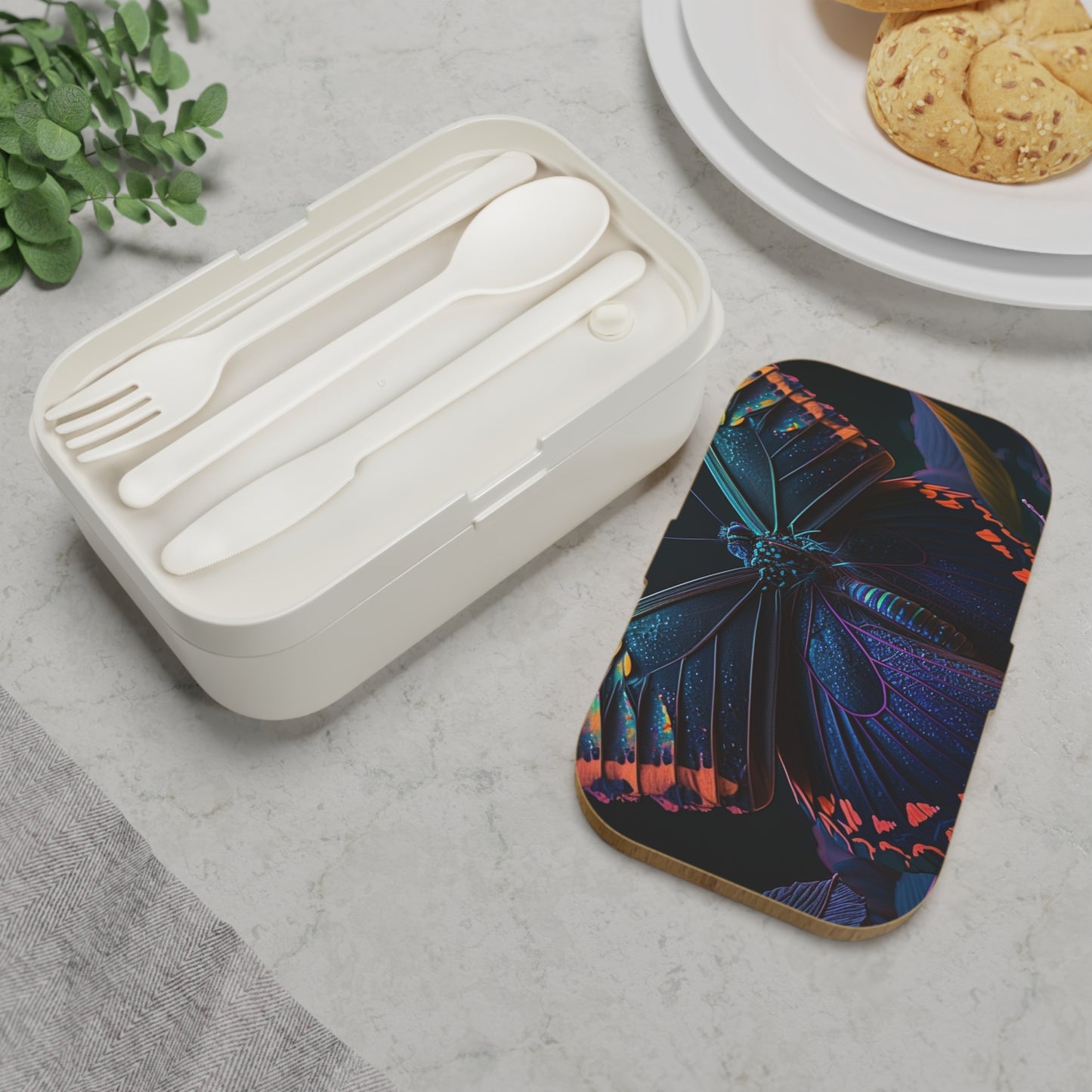 Bento Lunch Box Hue Neon Butterfly 3