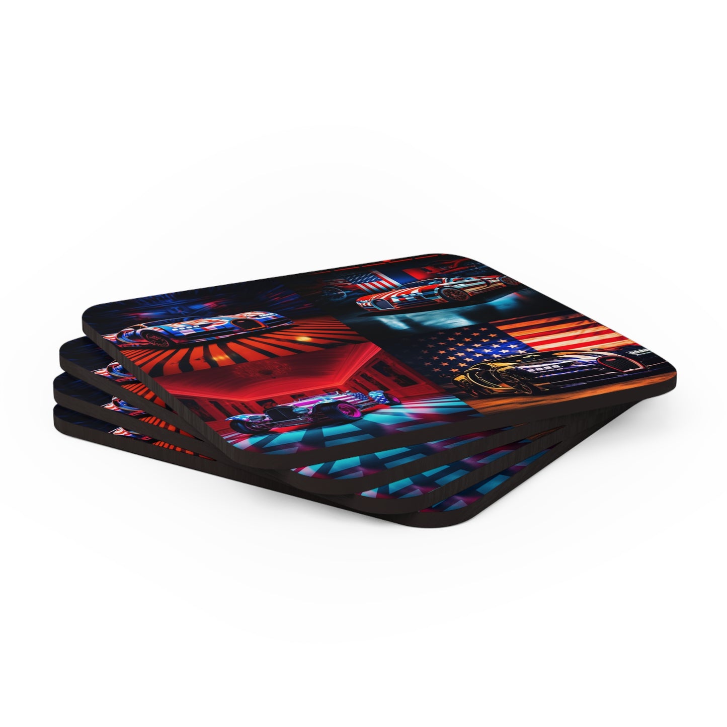 Corkwood Coaster Set Macro Bugatti American Flag 5