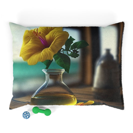 Pet Bed Yellow Hibiscus Wood 1
