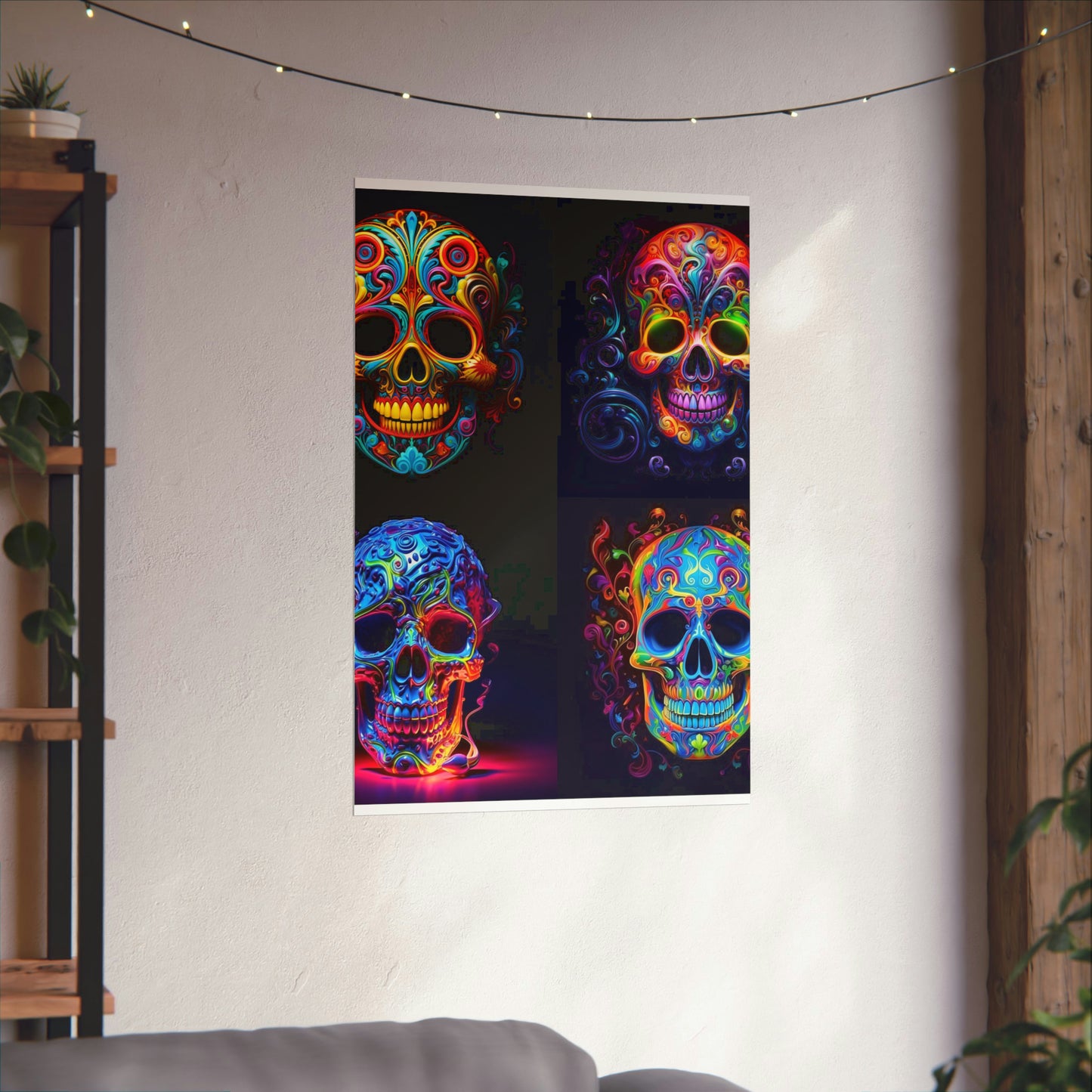 Premium Matte Vertical Posters Macro Skull Color 5