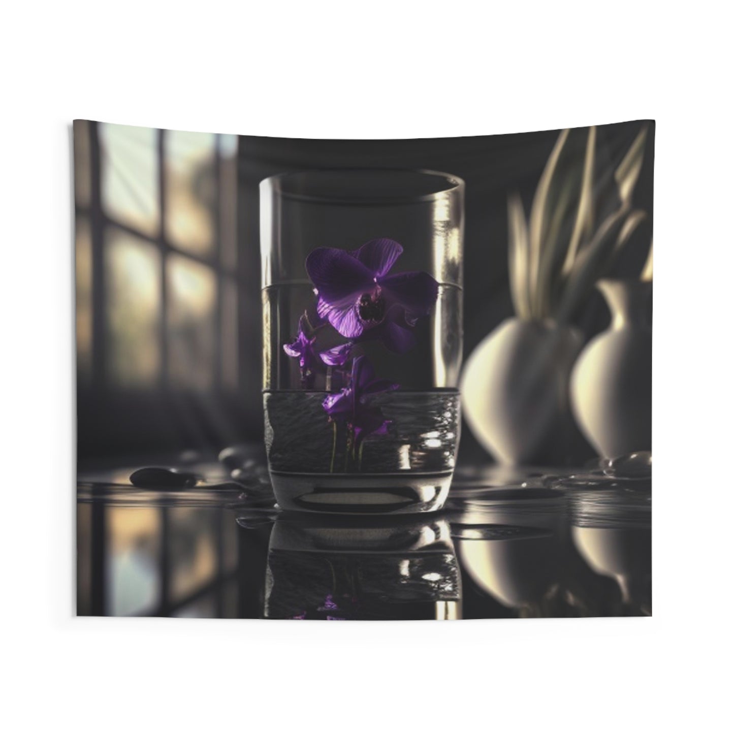 Indoor Wall Tapestries Purple Orchid Glass vase 4