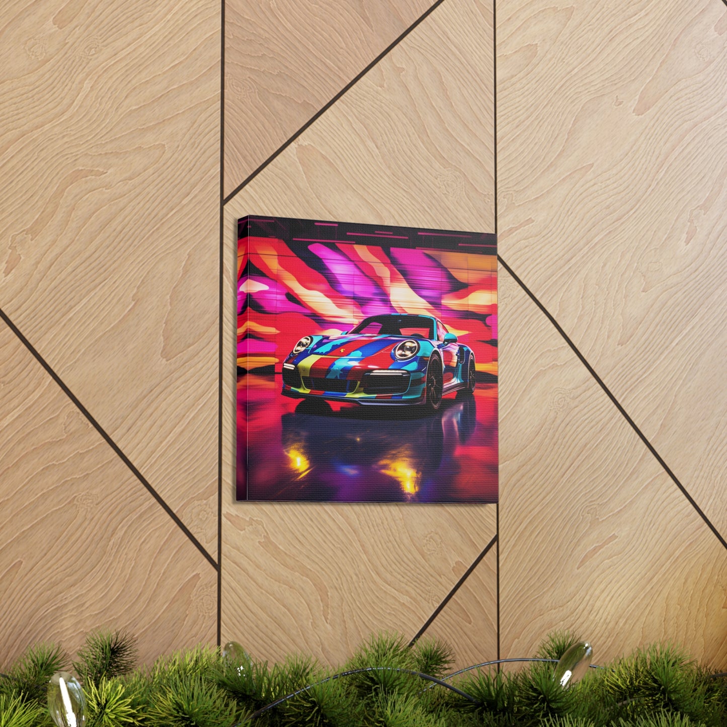 Canvas Gallery Wraps Macro American Flag Porsche 1