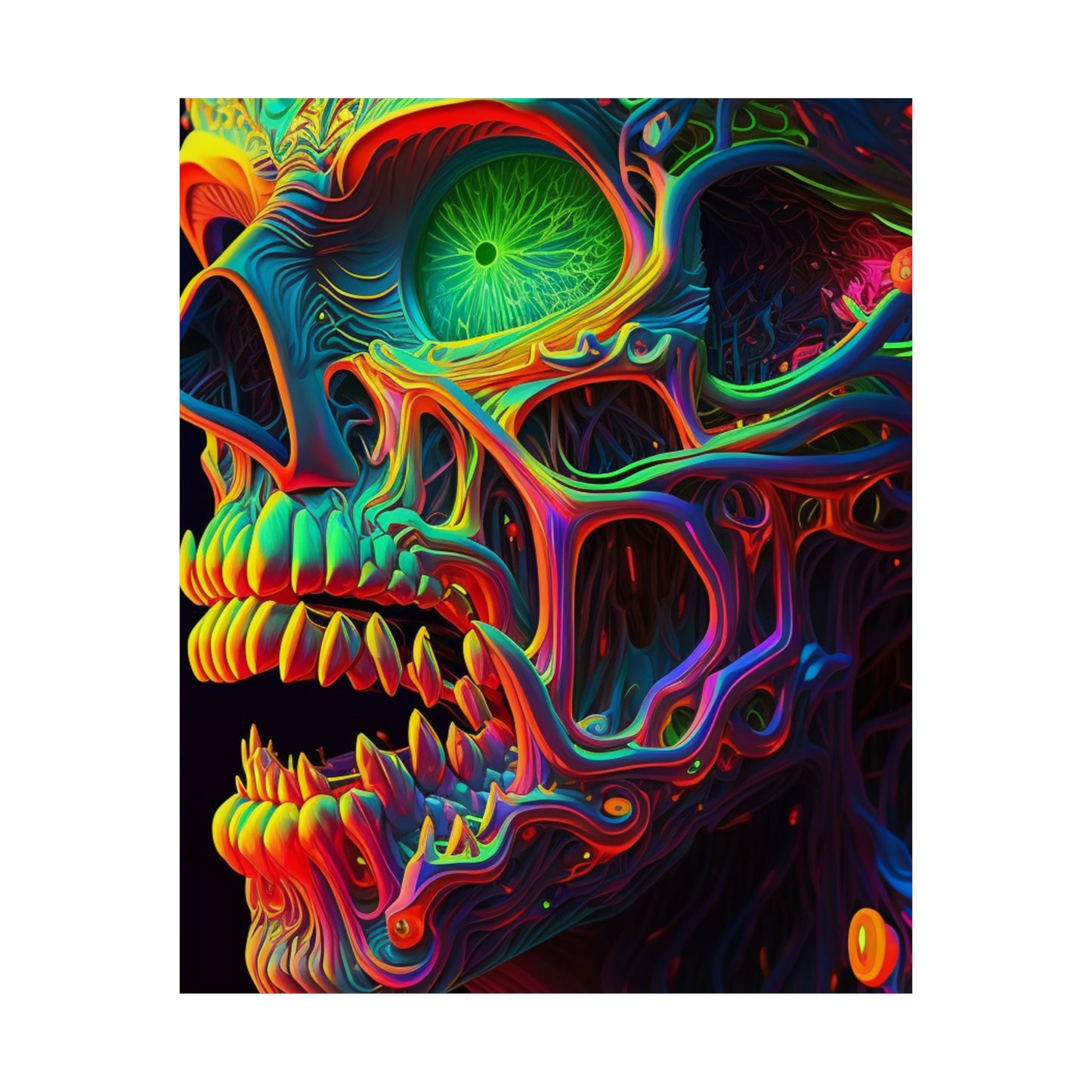 Premium Matte Vertical Posters Florescent Skull Death 1