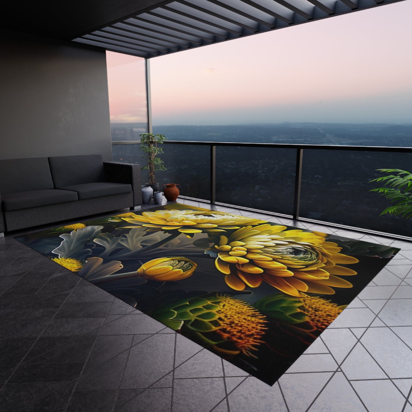 Outdoor Rug  Yellow Hermosas Flores Amarillas 2