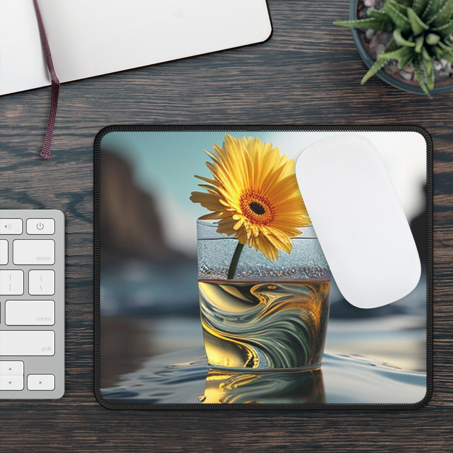 Gaming Mouse Pad  yello Gerbera glass 2