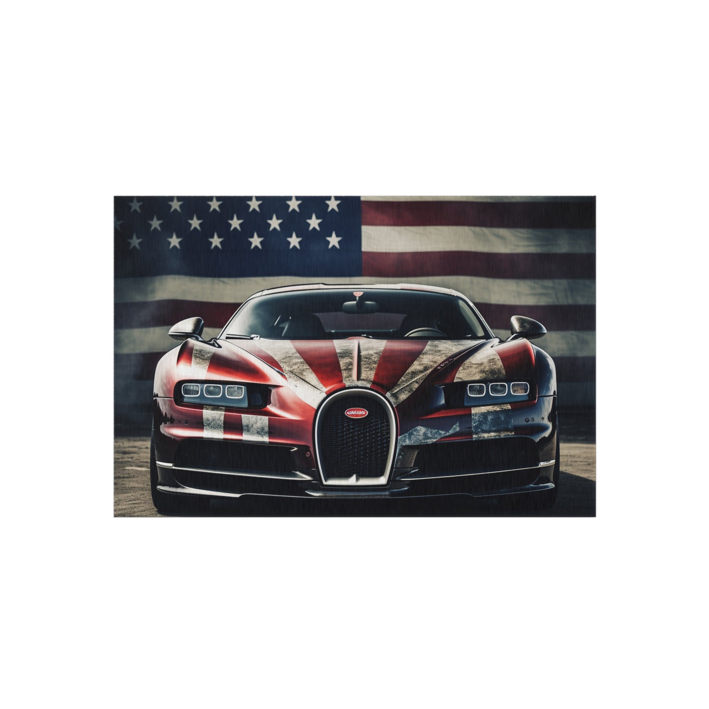 Outdoor Rug  American Flag Background Bugatti 3