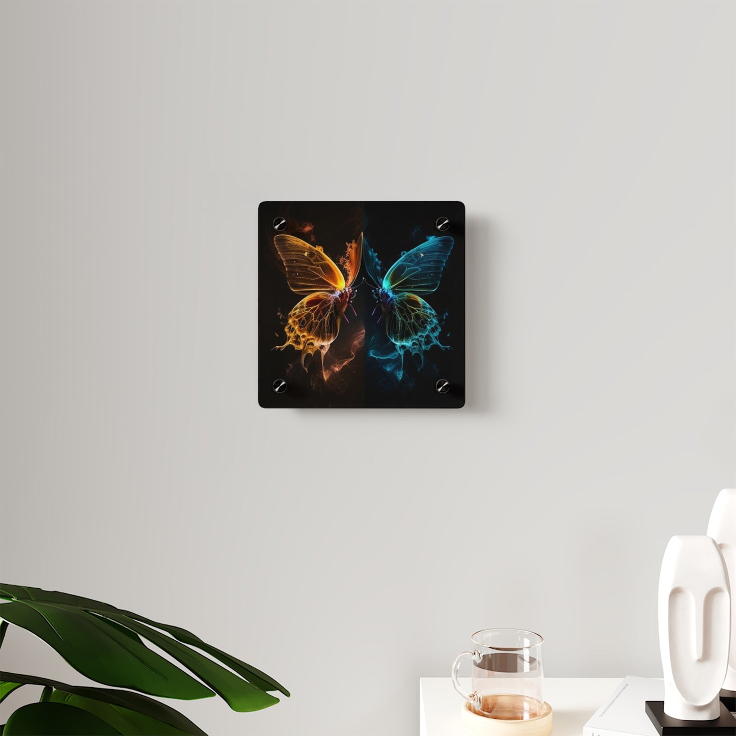 Acrylic Wall Art Panels Kiss Neon Butterfly 1