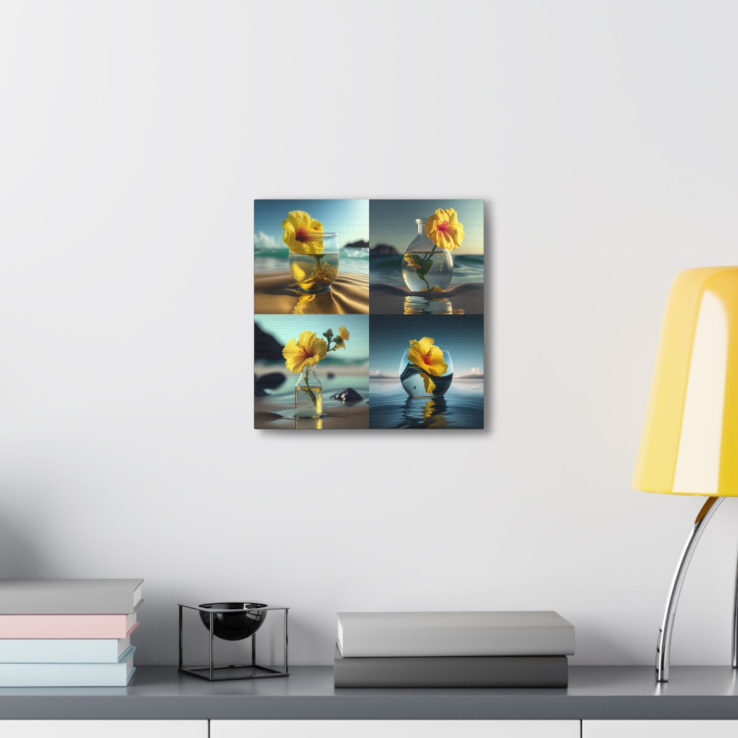 Canvas Gallery Wraps Yellow Hibiscus glass 5