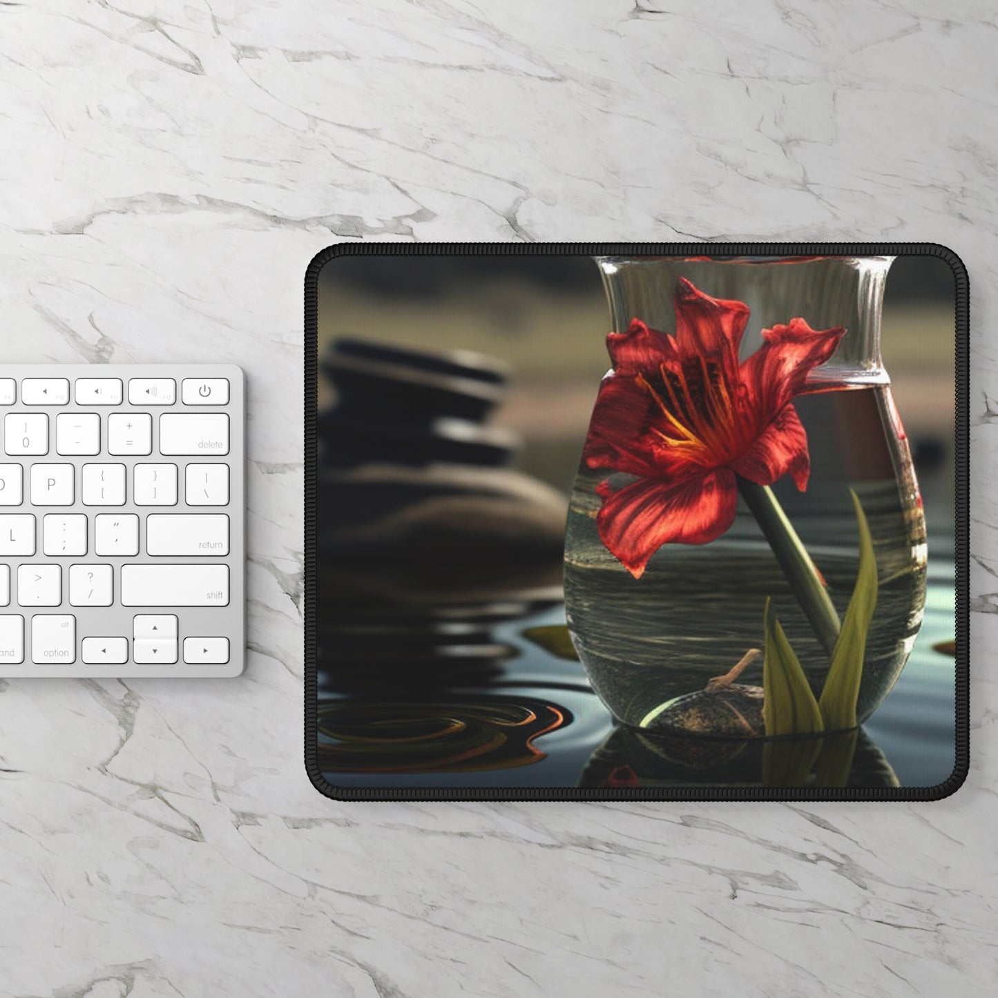 Gaming Mouse Pad  Red Lily in a Glass vase 4