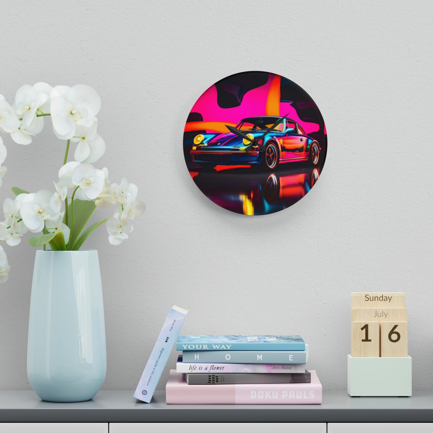 Acrylic Wall Clock Macro Porsche 2