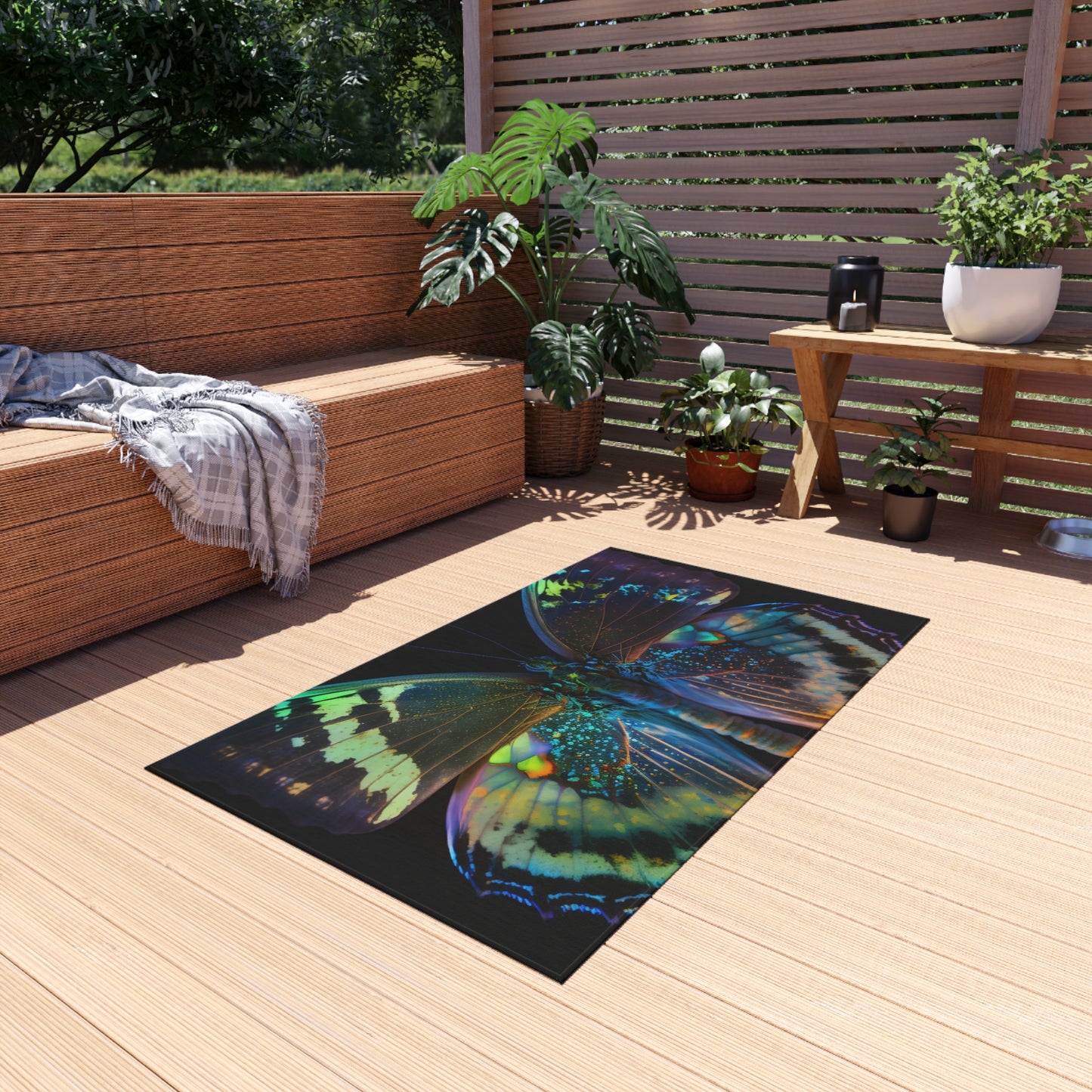 Outdoor Rug  Neon Butterfly Flair 4