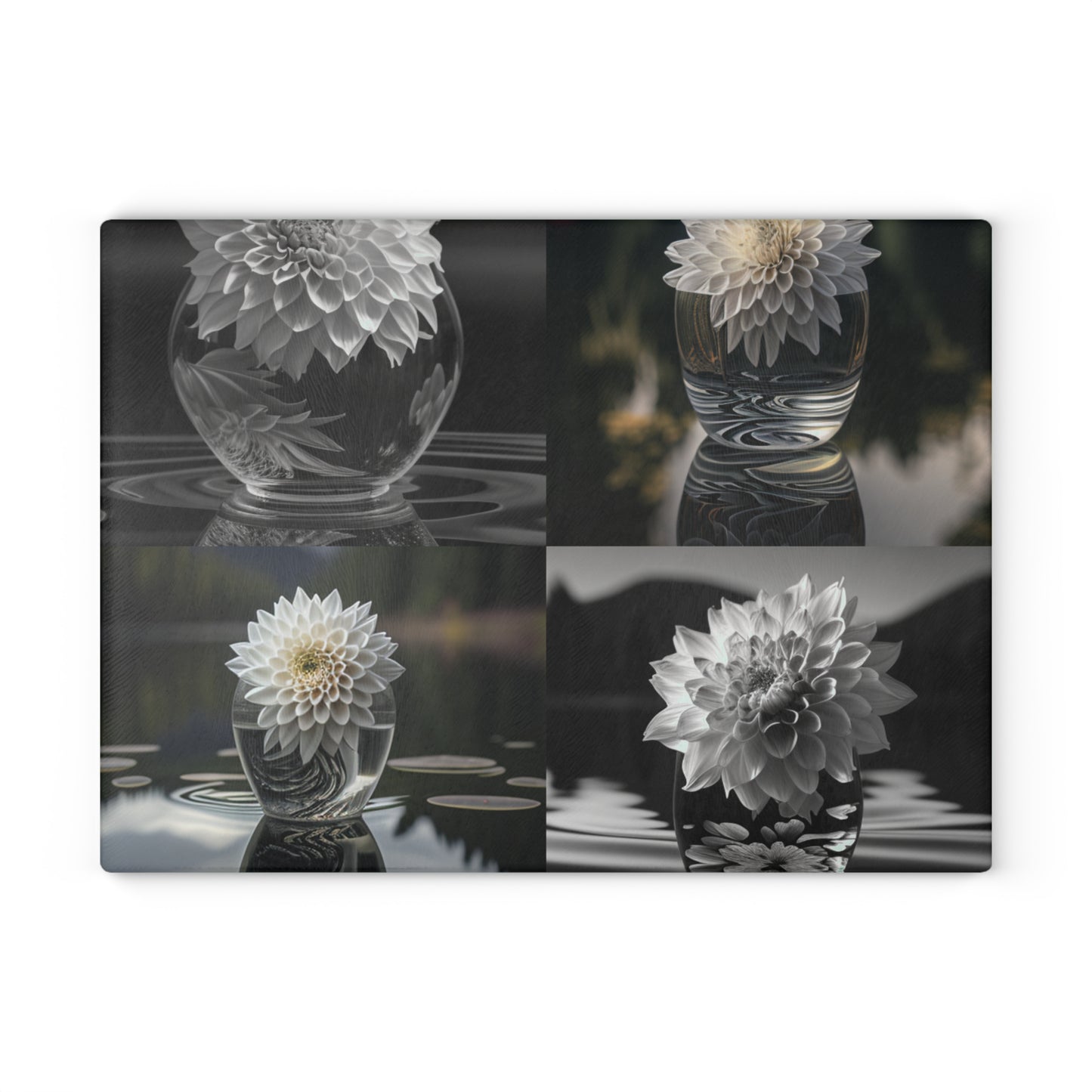 Glass Cutting Board White Dahlia 5