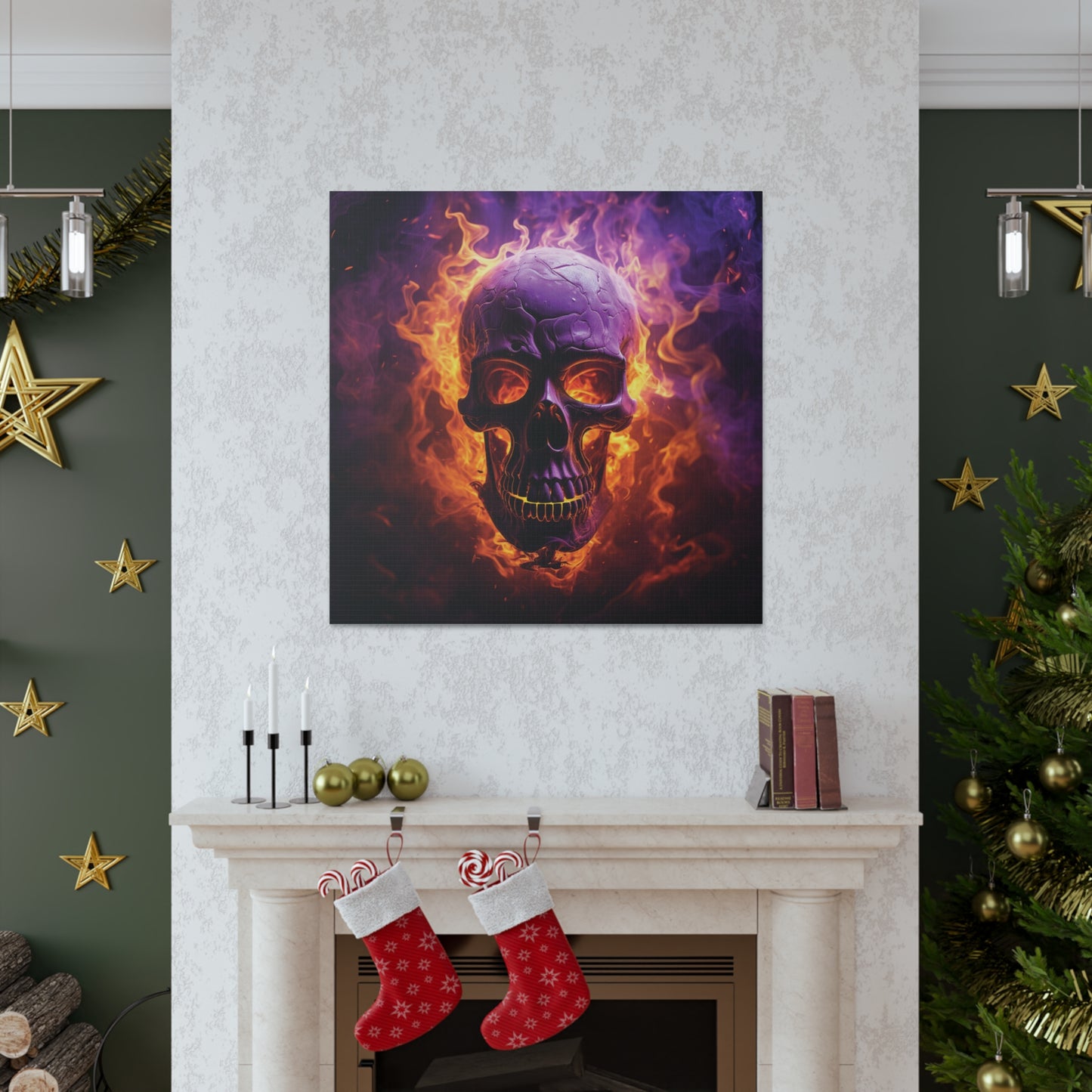 Canvas Gallery Wraps Skull Flames 3