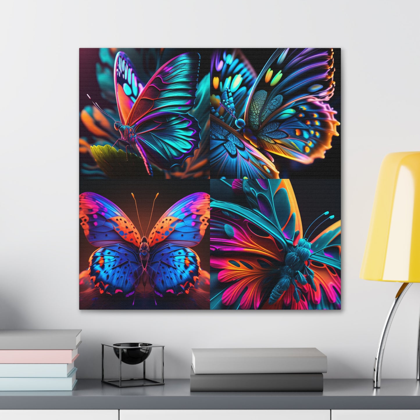 Canvas Gallery Wraps Neon Butterfly Macro 5