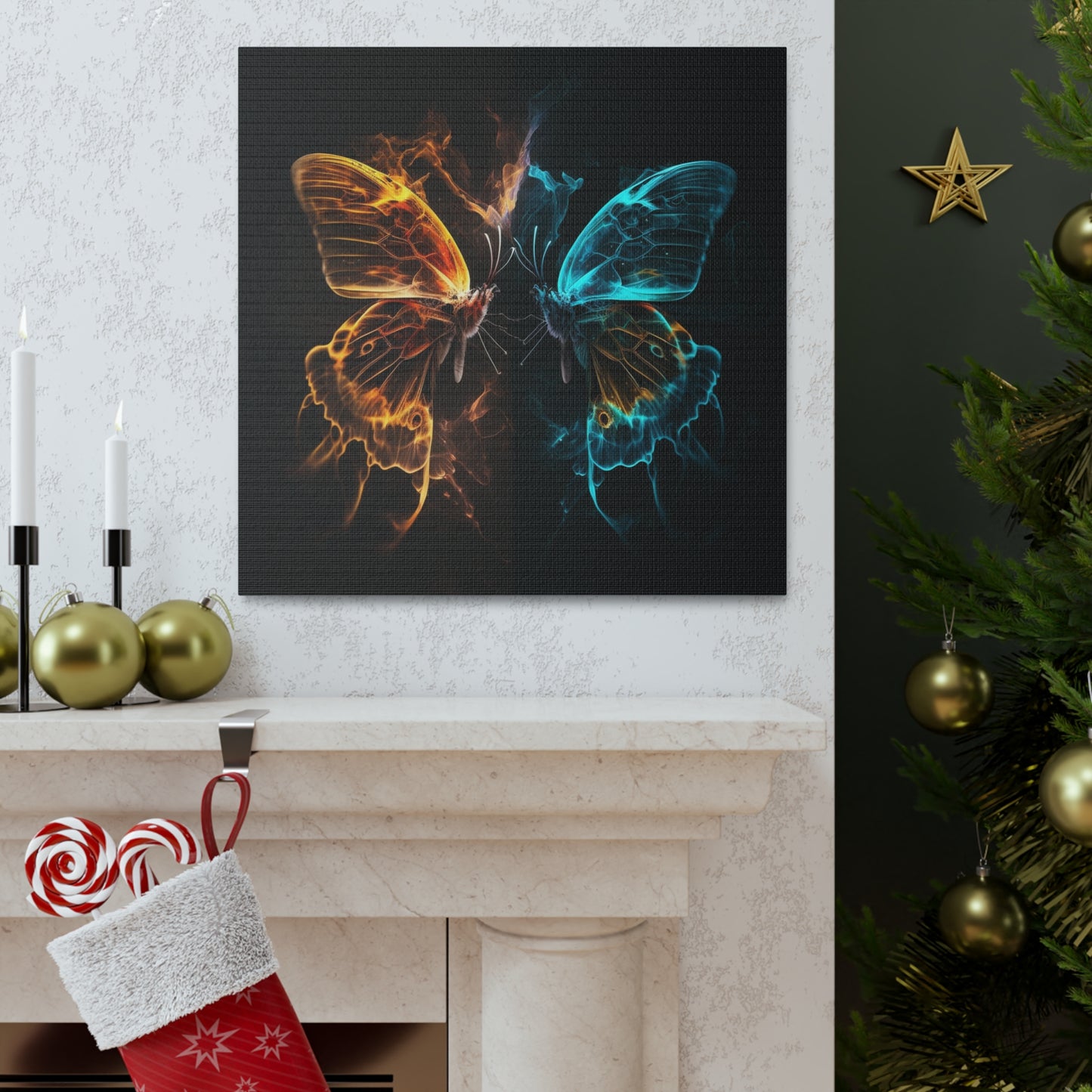 Canvas Gallery Wraps Kiss Neon Butterfly 6