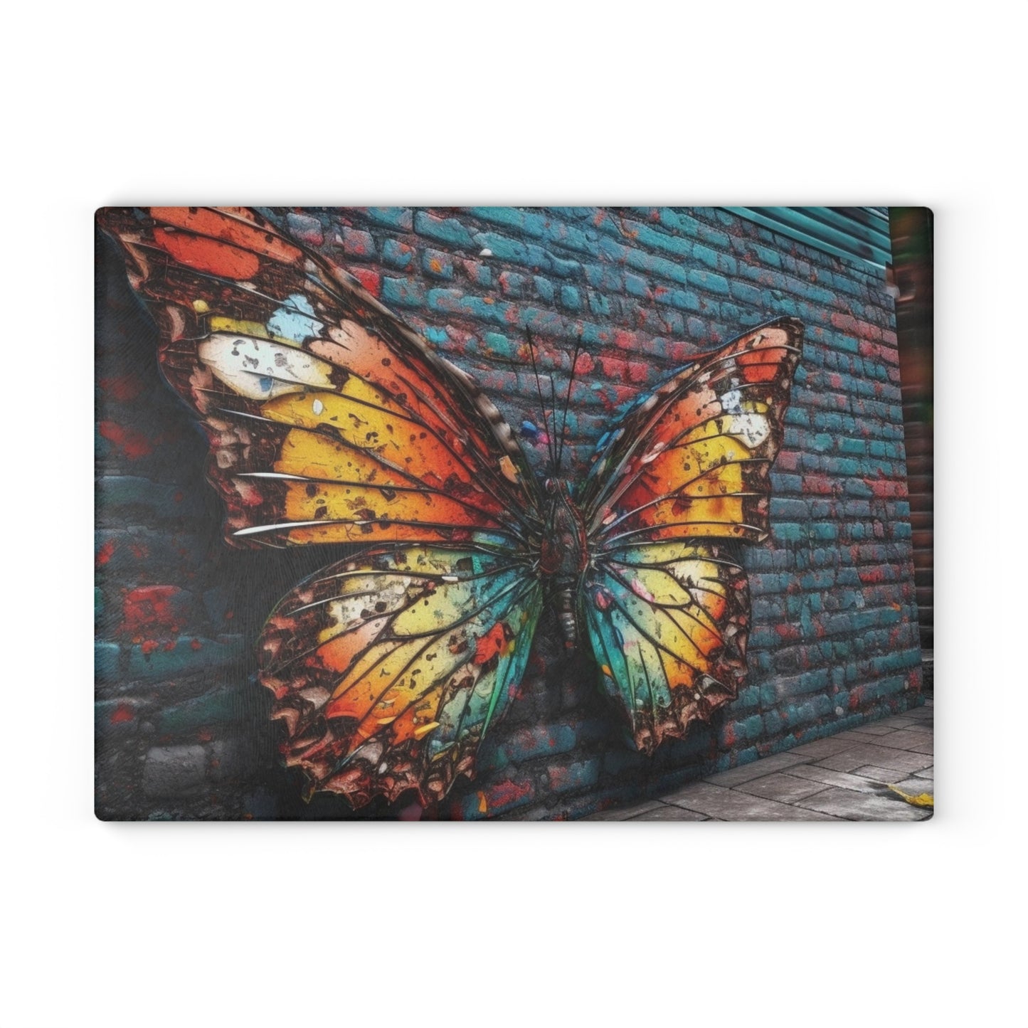 Glass Cutting Board Liquid Street Butterfly 2