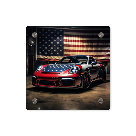 Acrylic Wall Art Panels American Flag Background Porsche 1