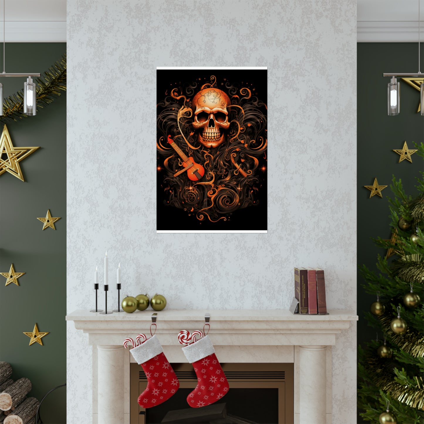 Premium Matte Vertical Posters Skull Treble Clef 4