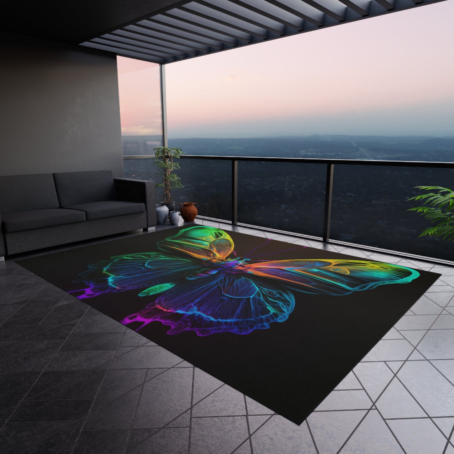 Outdoor Rug  Raw Hyper Color Butterfly 3