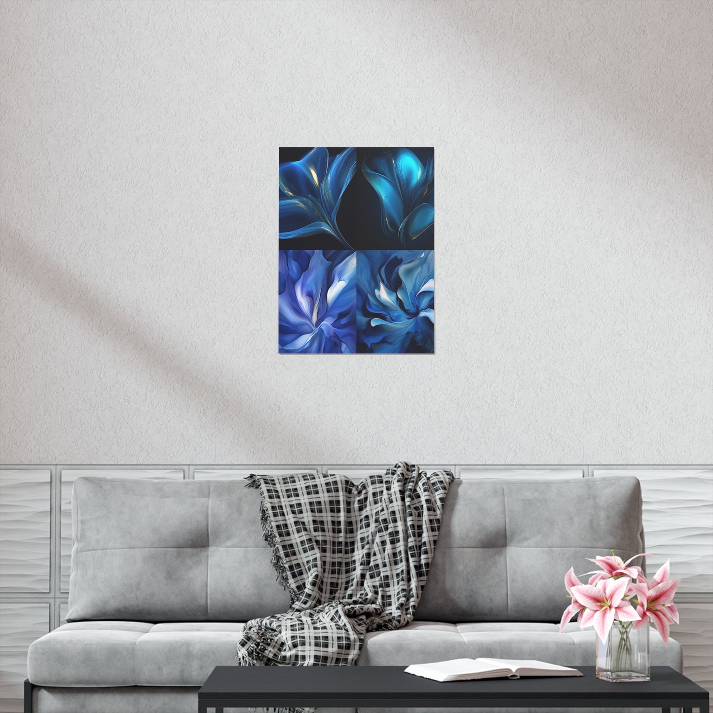 Premium Matte Vertical Posters Abstract Blue Tulip 5