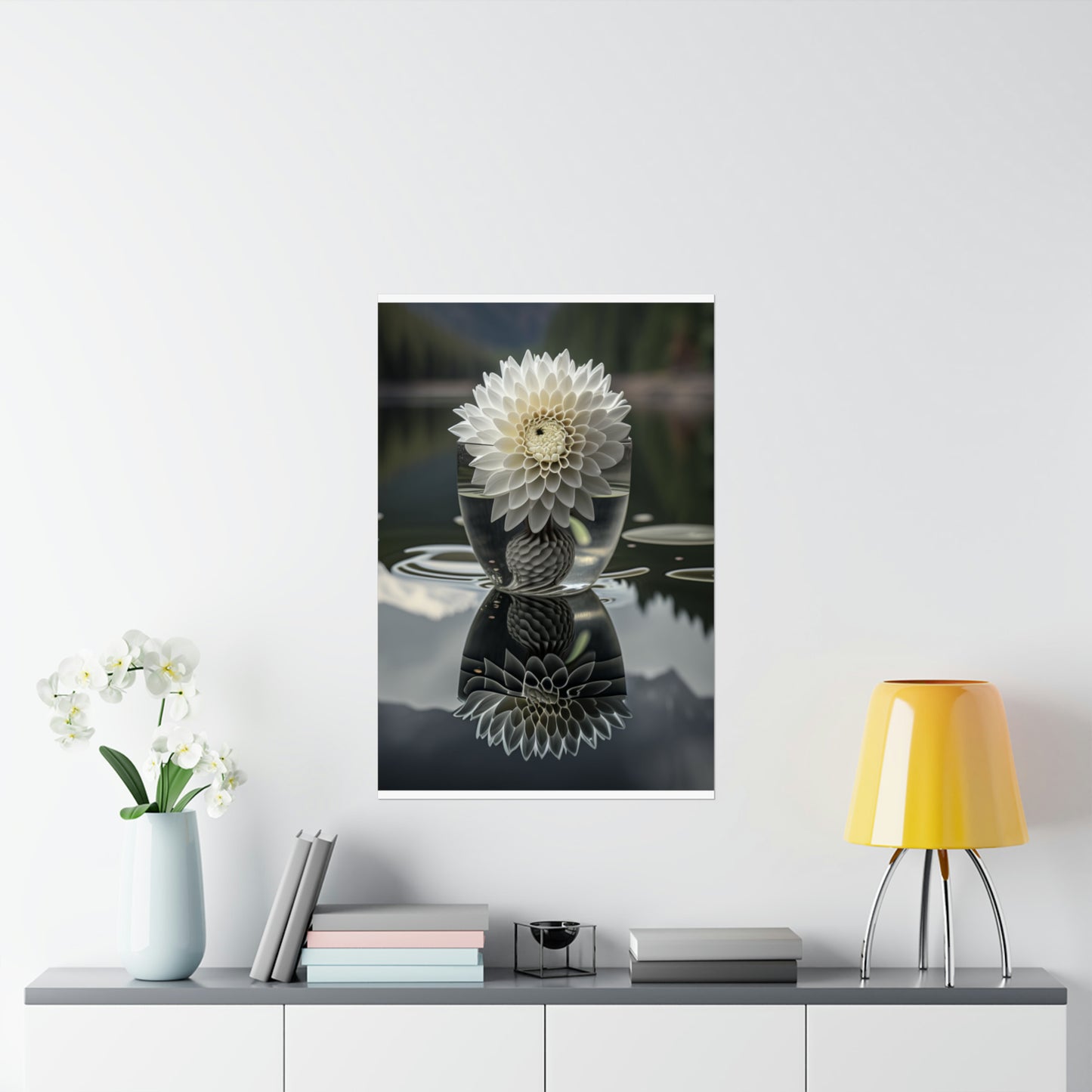 Premium Matte Vertical Posters White Dahlia 3