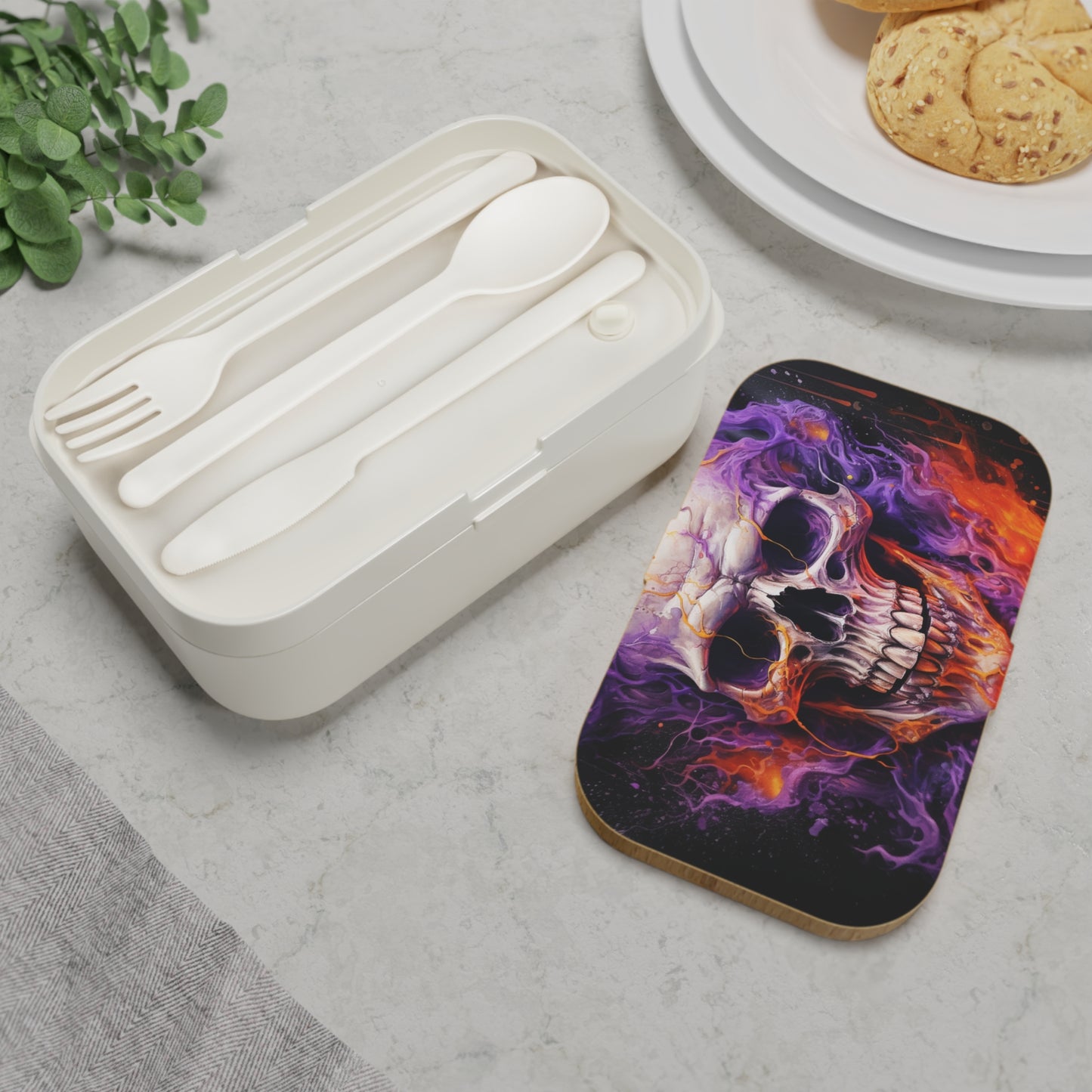 Bento Lunch Box Skull Flames 2