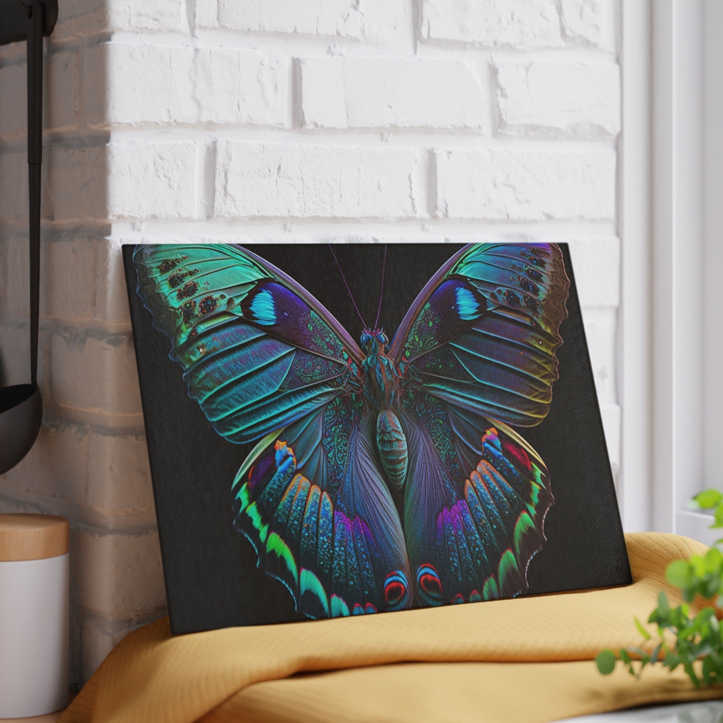 Glass Cutting Board Hue Neon Butterfly 4