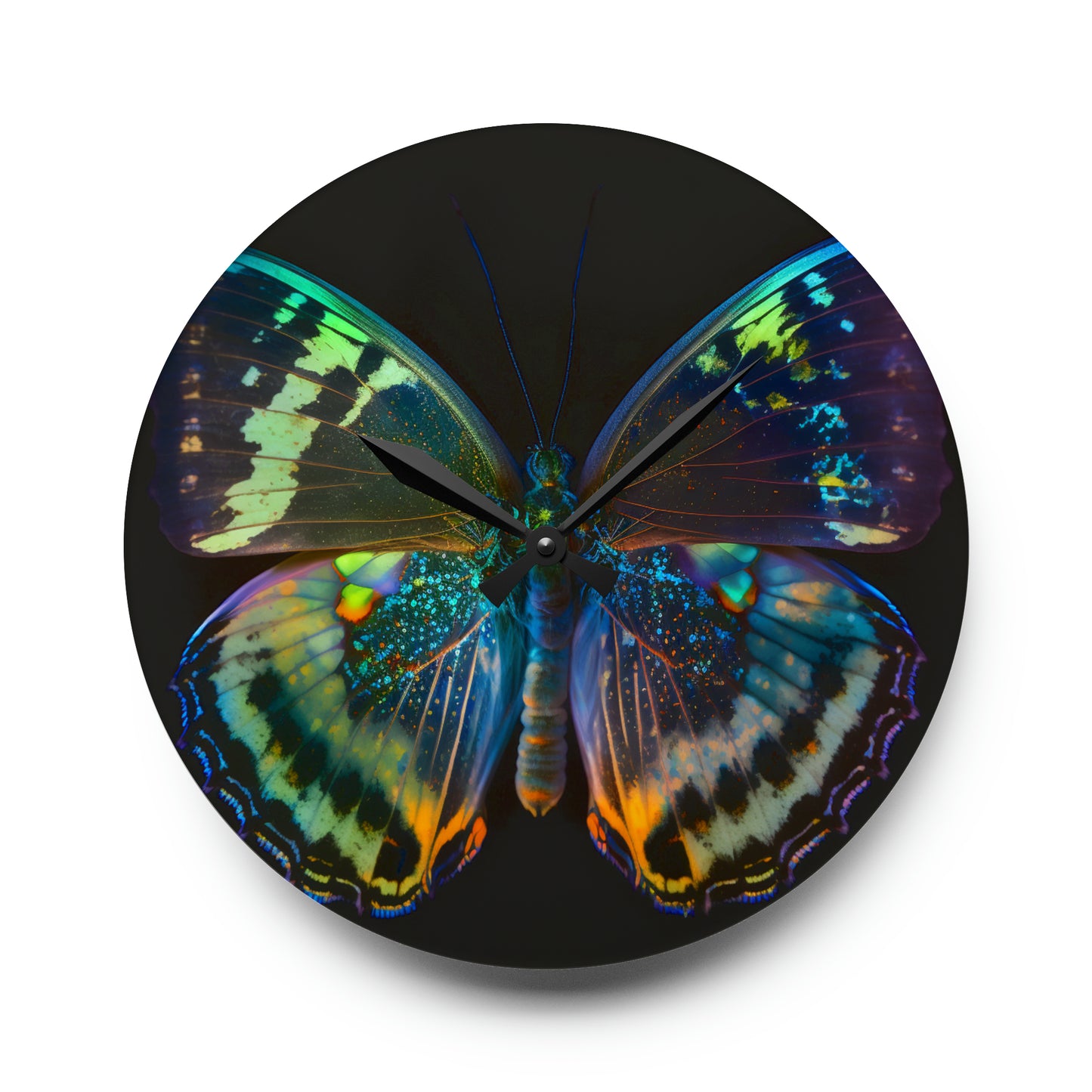 Acrylic Wall Clock Neon Butterfly Flair 4