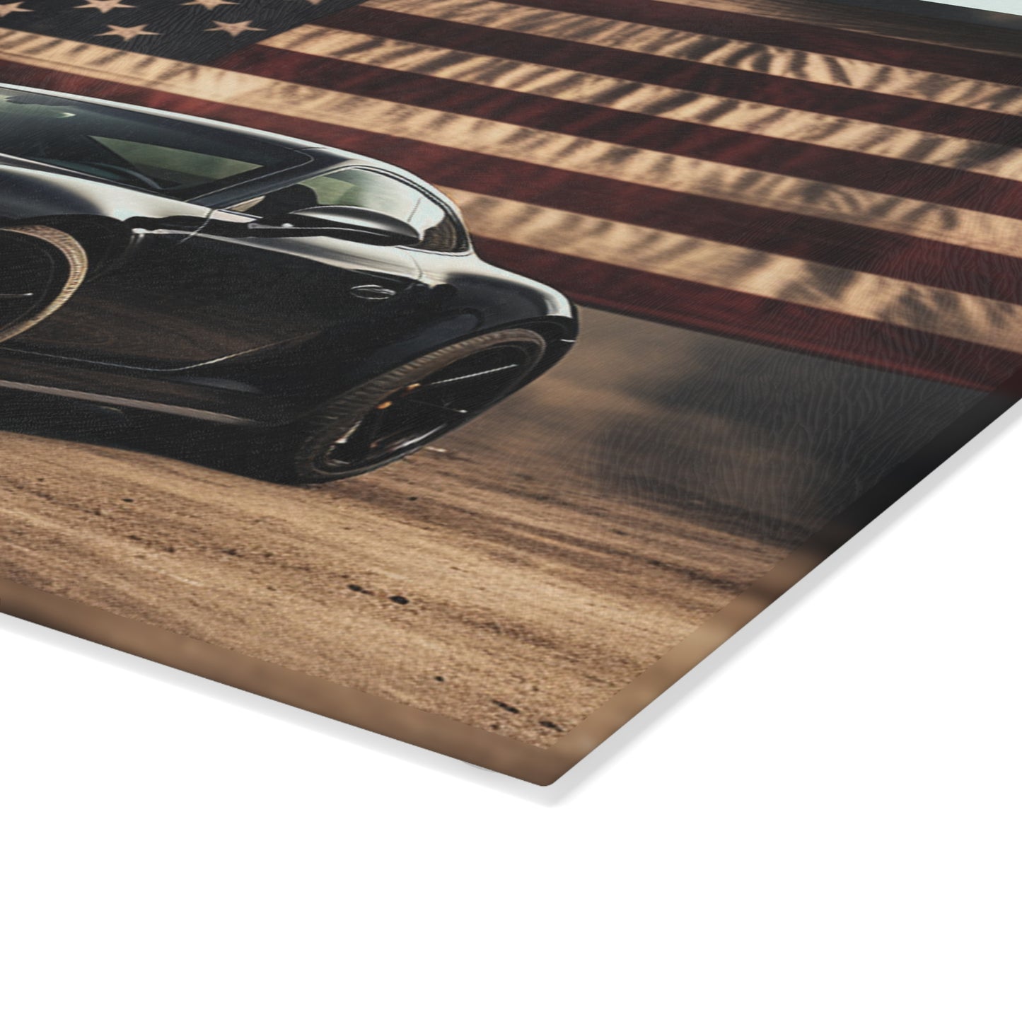 Glass Cutting Board American Flag Background Porsche 4