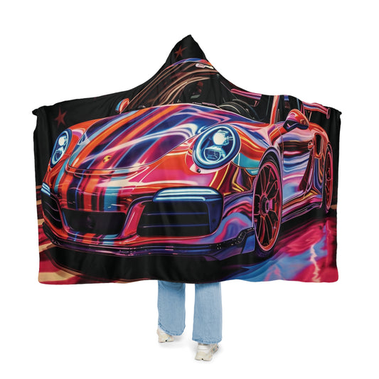 Snuggle Hooded Blanket American Flag Colored Porsche 3