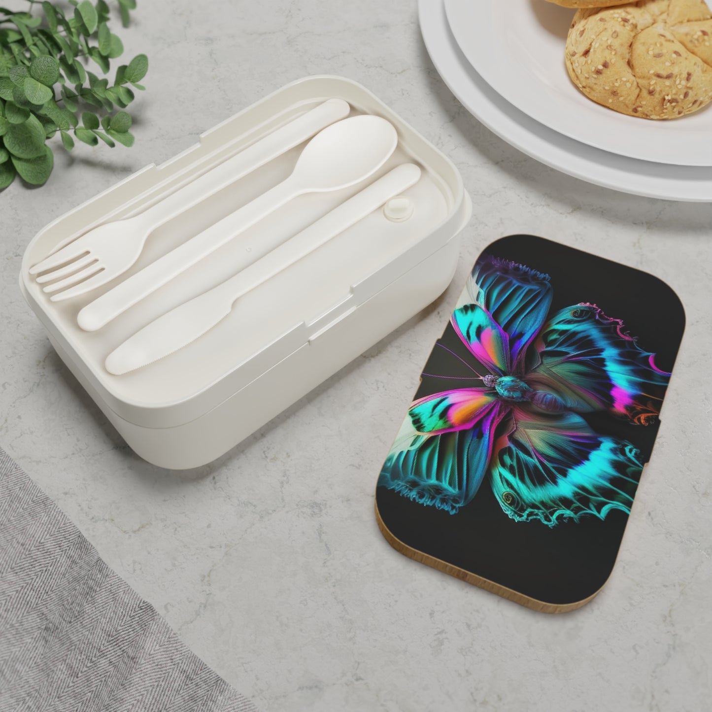 Bento Lunch Box Neon Butterfly Fusion 4