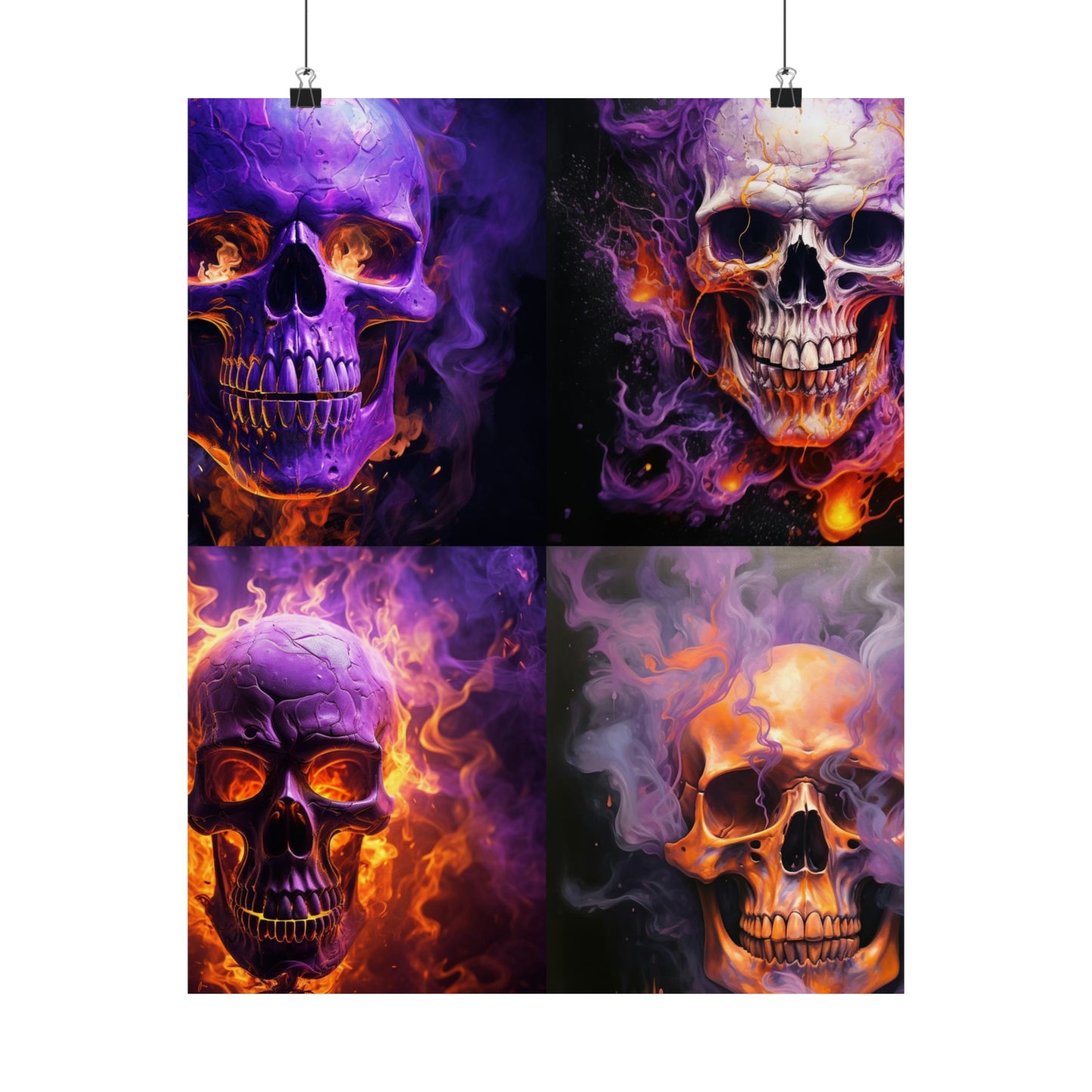 Premium Matte Vertical Posters Skull Flames 5