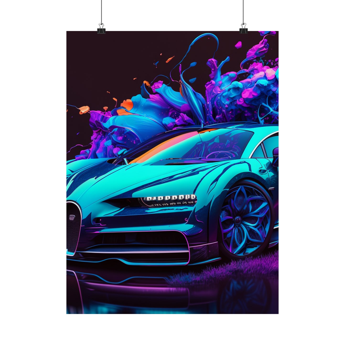 Premium Matte Vertical Posters Bugatti Neon Chiron 3