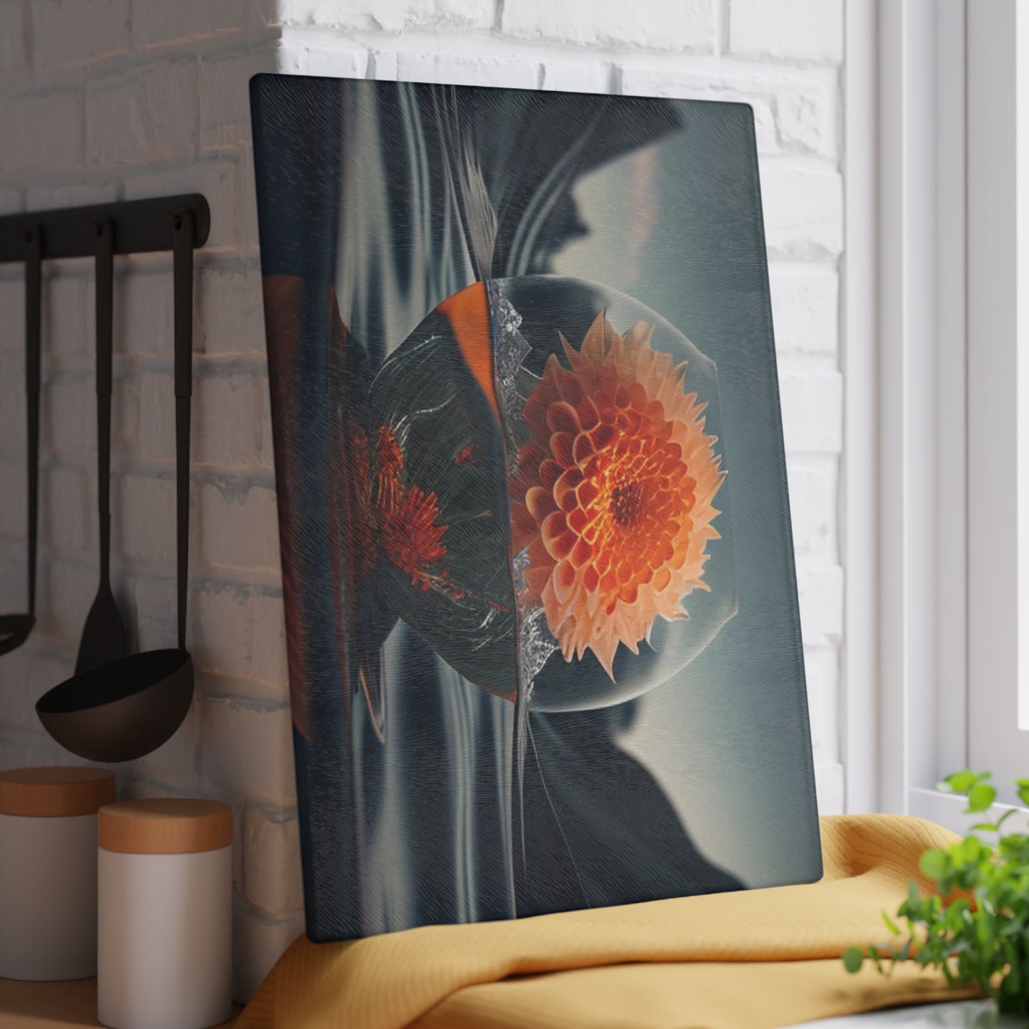 Glass Cutting Board Dahlia Orange 3