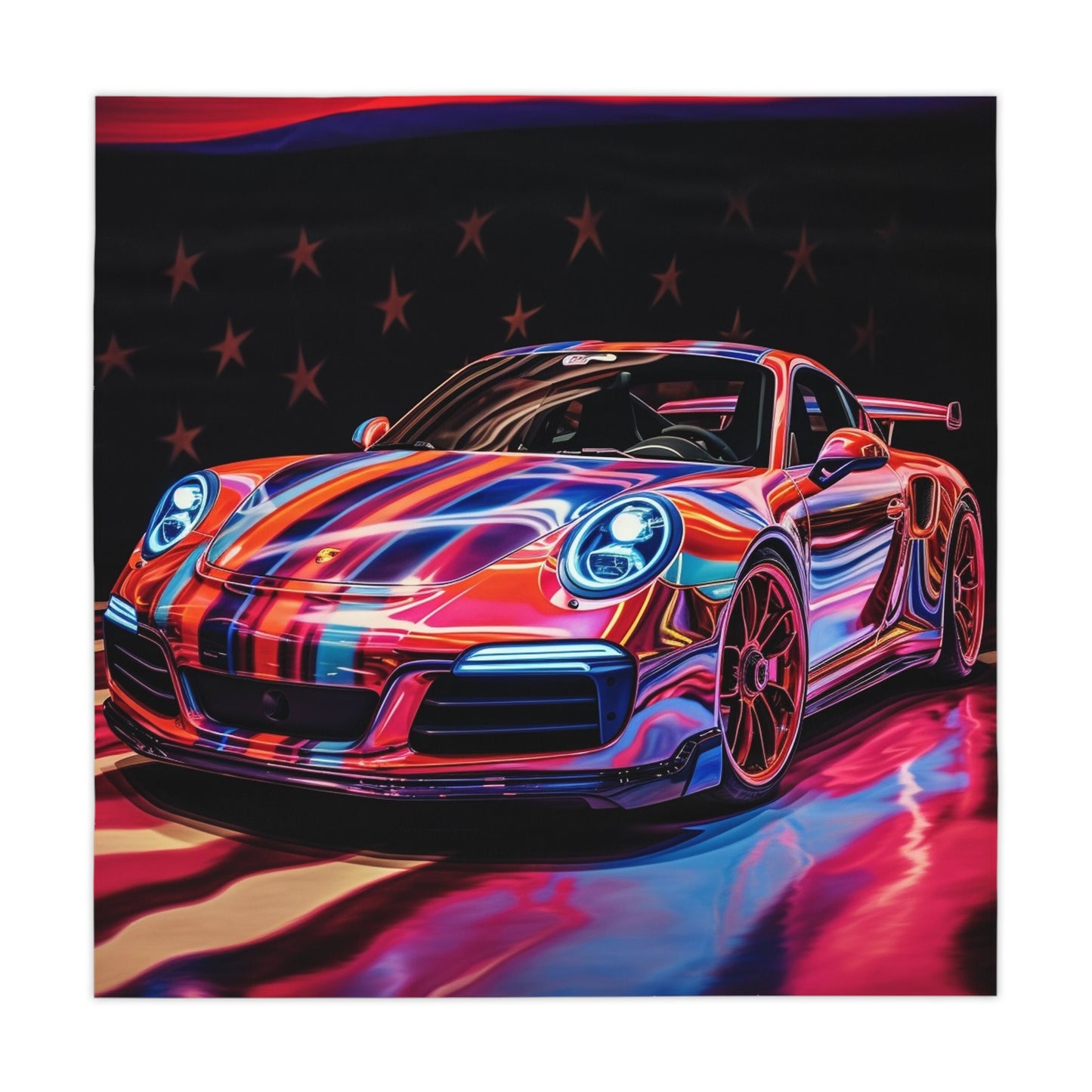 Tablecloth American Flag Colored Porsche 3