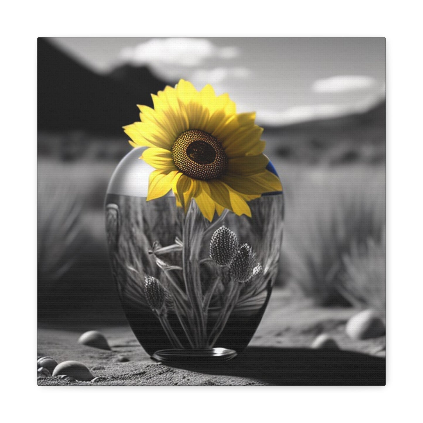 Canvas Gallery Wraps Yellw Sunflower in a vase 3