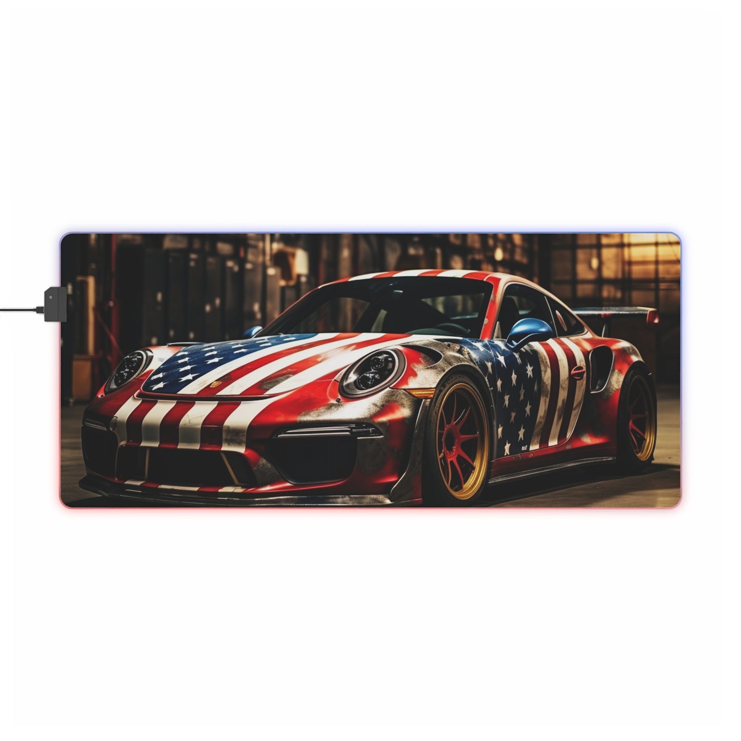 LED Gaming Mouse Pad American Flag Porsche 4