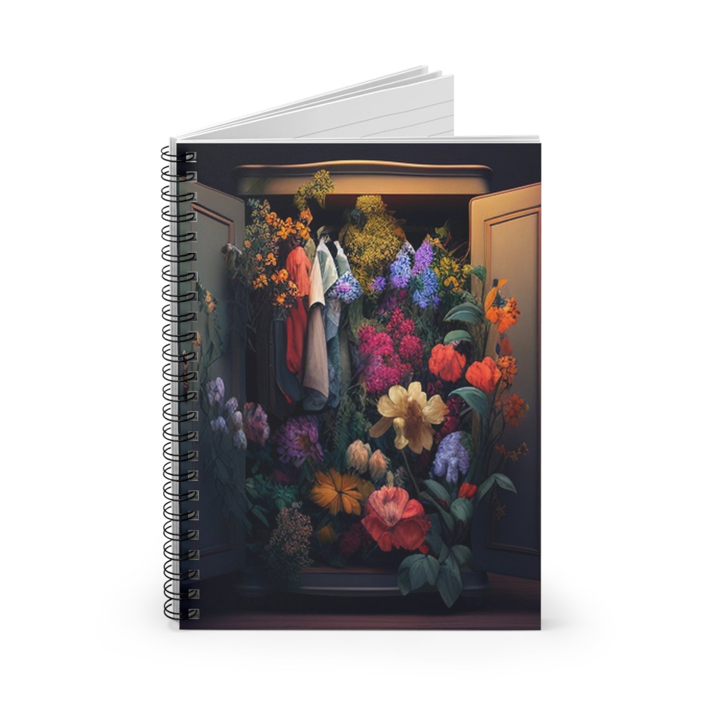 Spiral Notebook - Ruled Line A Wardrobe Surrounded by Flowers 4