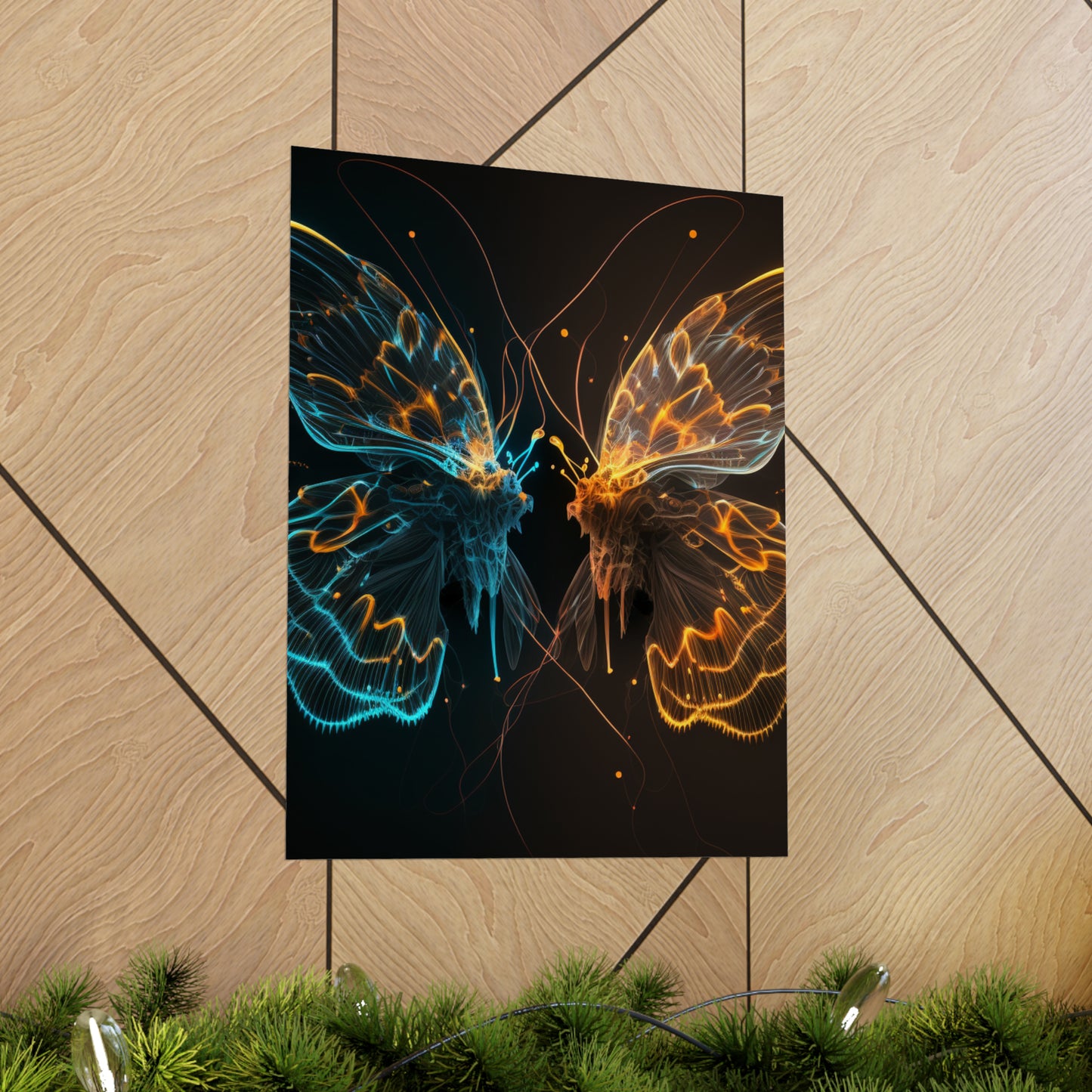 Premium Matte Vertical Posters Neon Glo Butterfly 1