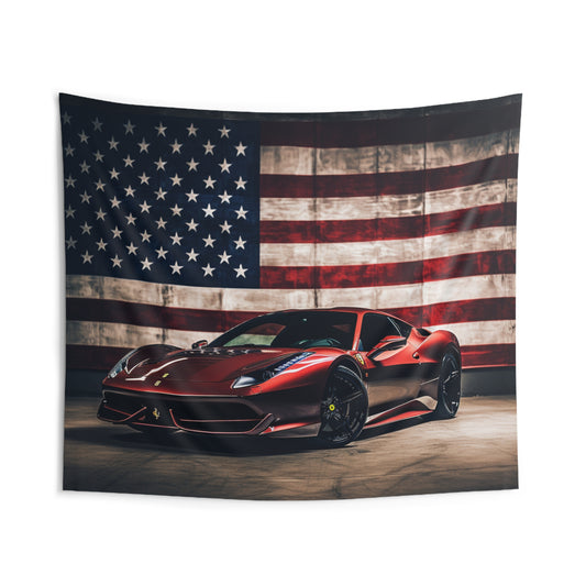 Indoor Wall Tapestries American Flag Background Ferrari 4